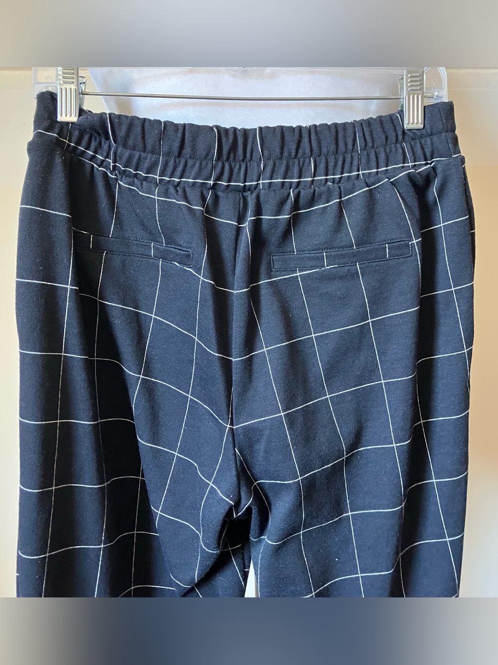 A New Day Windowpane Plaid Pull-On Ankle Black White Trousers size Medium - Picture 6 of 6